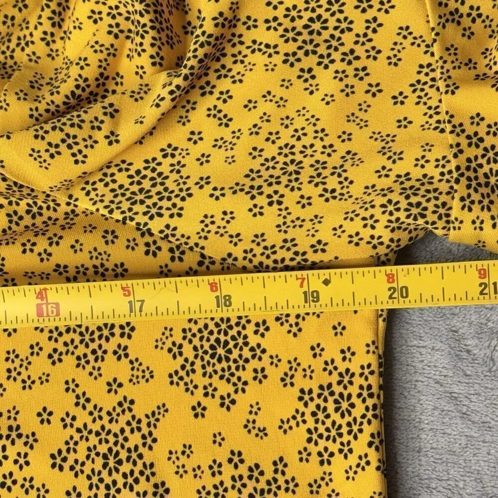 Michael Kors Sz M Floral Tie Flare Sleeve Popover Tunic Blouse Shirt Gold HW